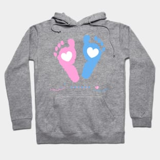 Twin baby girl and boy feet prints arrival Hoodie